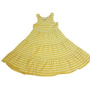 Hanna Andersson Girls Yellow & White Striped Dress Size 5 Cotton Sleeveless 3967